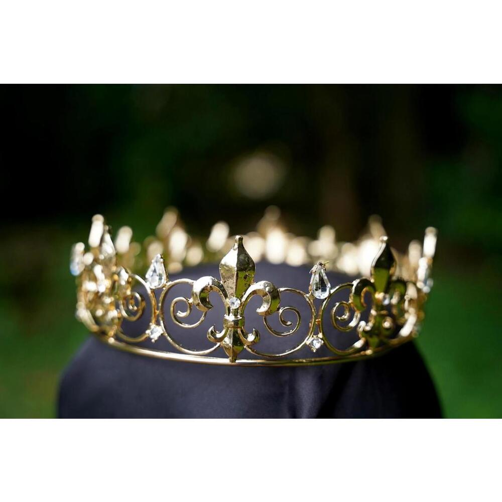 Nola Fleur de lis Gold Circle Crown Bridal Crown Birthday Wedding Gift king